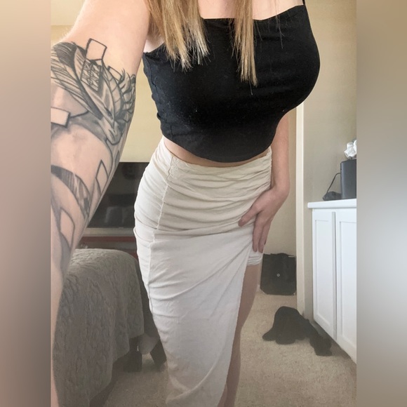 Zara linen style maxi / leg slit skirt - Picture 3 of 5